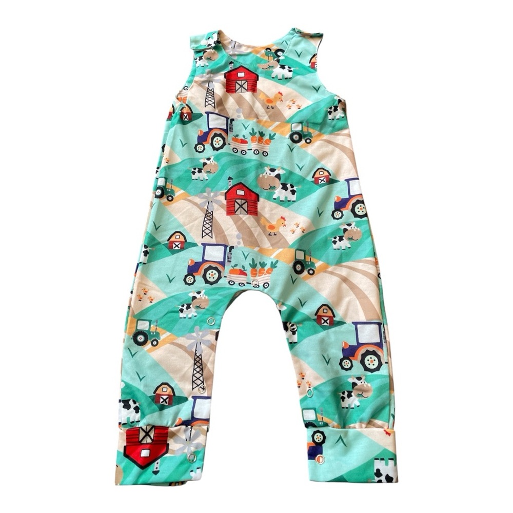 #320, Farm Print Kids Overalls, fits 18-24 mo